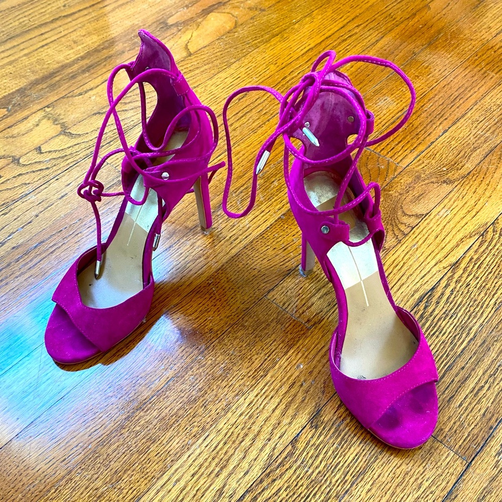 Pink lace up heels